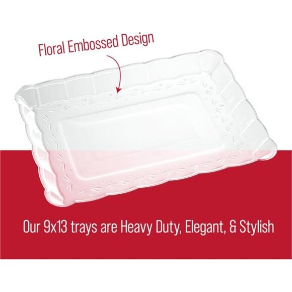 Disposable Plastic Serving Trays Rectangle Party Platters 9x13 Set of 4 - Picture 6 of 7